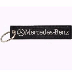 Mercedes-Benz Black-Silver Key Chain Embroidered NEW Fast Ship